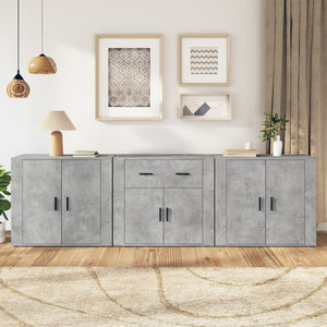 Credenze 3 pz Grigio Cemento in Legno Multistrato 3185419