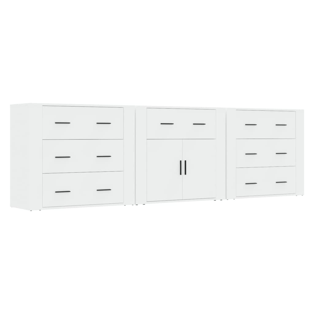 Credenze 3 pz Bianco in Legno Multistratocod mxl 101314