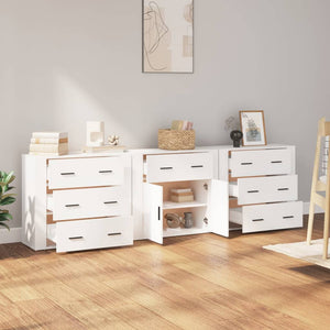 Credenze 3 pz Bianco in Legno Multistrato 3185423