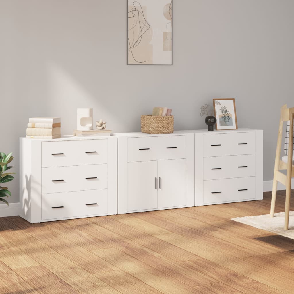 Credenze 3 pz Bianco in Legno Multistrato 3185423