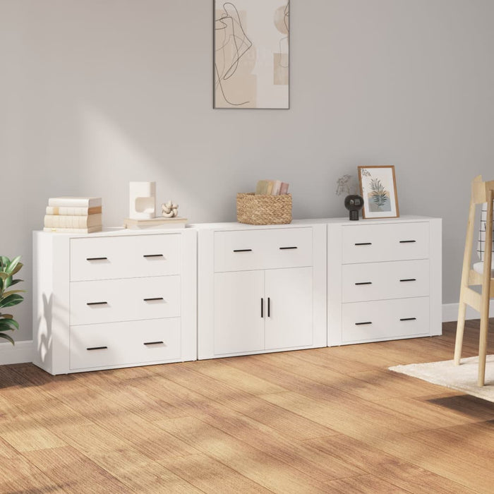 Credenze 3 pz Bianco in Legno Multistratocod mxl 101314