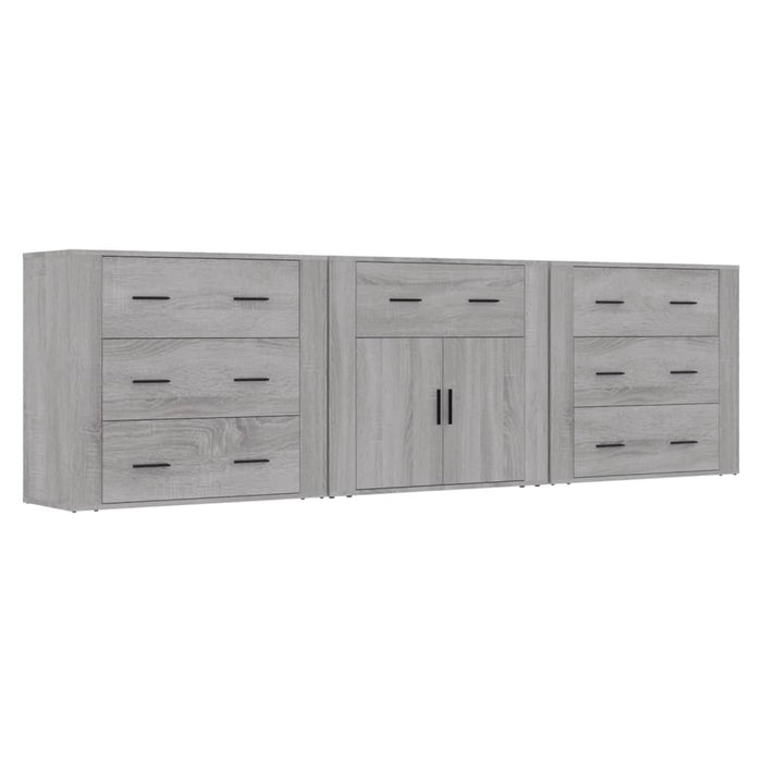 Credenze 3 pz Grigio Sonoma in Legno Multistratocod mxl 77343