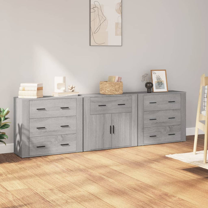 Credenze 3 pz Grigio Sonoma in Legno Multistratocod mxl 77343