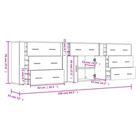 Credenze 3 pz Rovere Marrone in Legno Multistrato 3185430