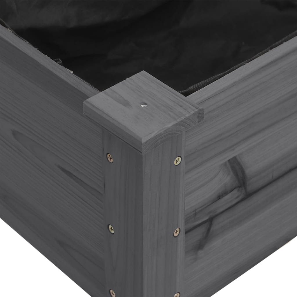 Fioriera con Fodera Grigia 203x53x76cm Legno Massello di Abete 364241