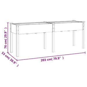 Fioriera con Fodera Grigia 203x53x76cm Legno Massello di Abete 364241