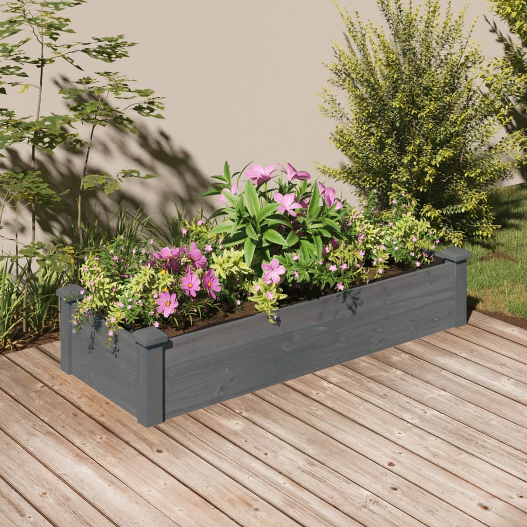 Fioriera Giardino con Fodera Grigia 120x45x25cm Massello Abete 364288