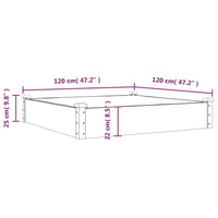 Fioriera Rialzata Giardino Fodera 120x120x25cm Massello Abete 364292