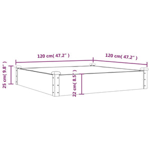 Fioriera Rialzata Giardino Fodera 120x120x25cm Massello Abete 364292