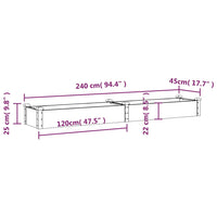 Fioriera Giardino con Fodera Grigia 240x45x25 cm Massello Abete 364297