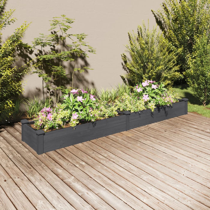 Fioriera Giardino con Fodera Grigia 240x45x25 cm Massello Abete 364297