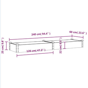 Fioriera Giardino con Fodera Marrone 240x60x25cm Massello Abete 364299