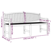 Panca da Giardino 179,5x60x90 cm in Legno Massello di Teak 364410