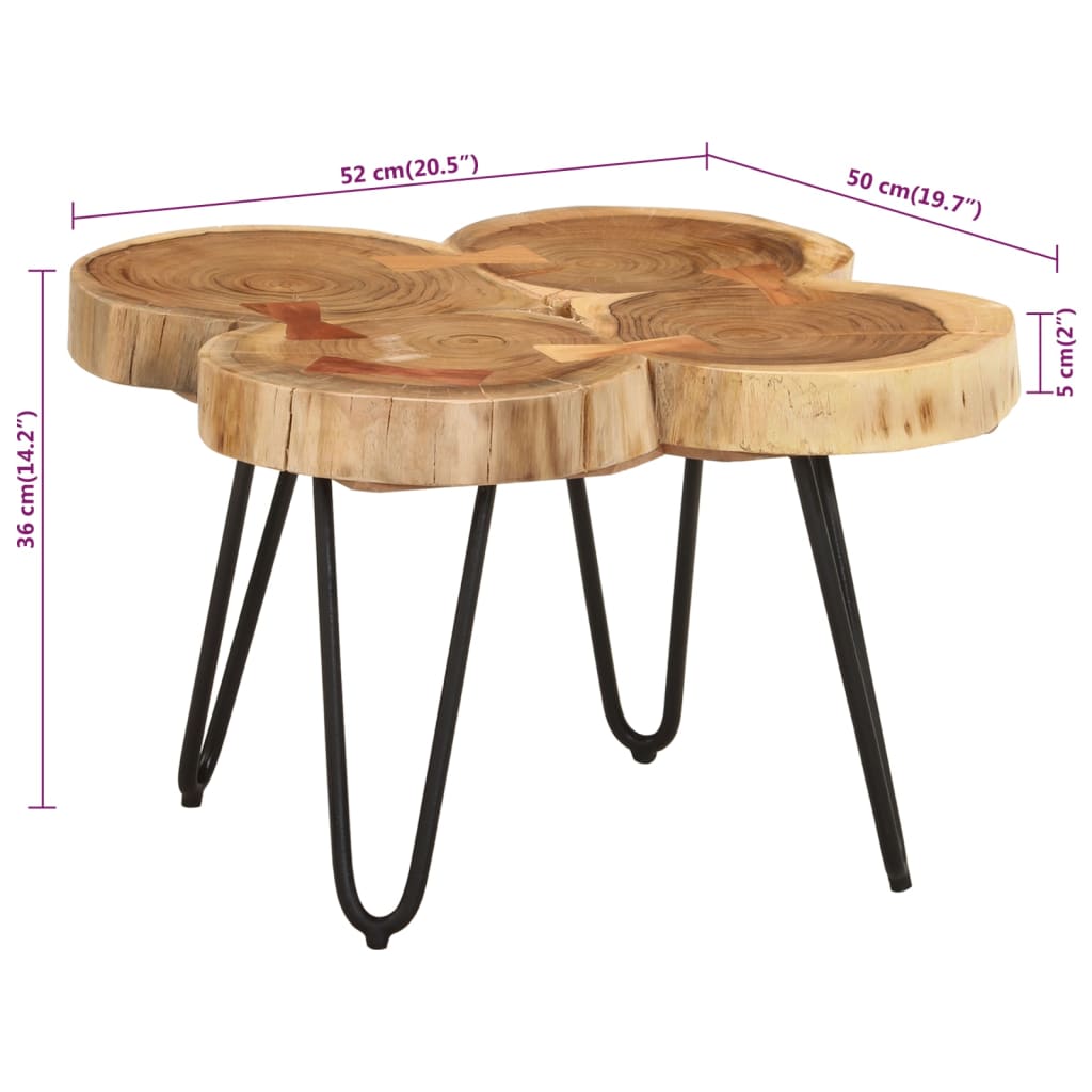 Tavolino 36 cm 4 Tronchi in Legno Massello di Acacia 353301