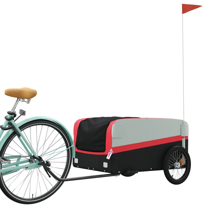 Rimorchio da Bici Nero e Rosso 45 kg in Ferro 94048