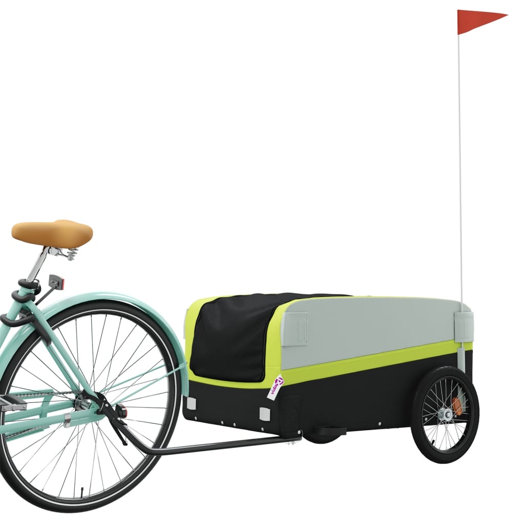 Rimorchio da Bici da Carico Nero e Verde 45 kg in Ferro 94053