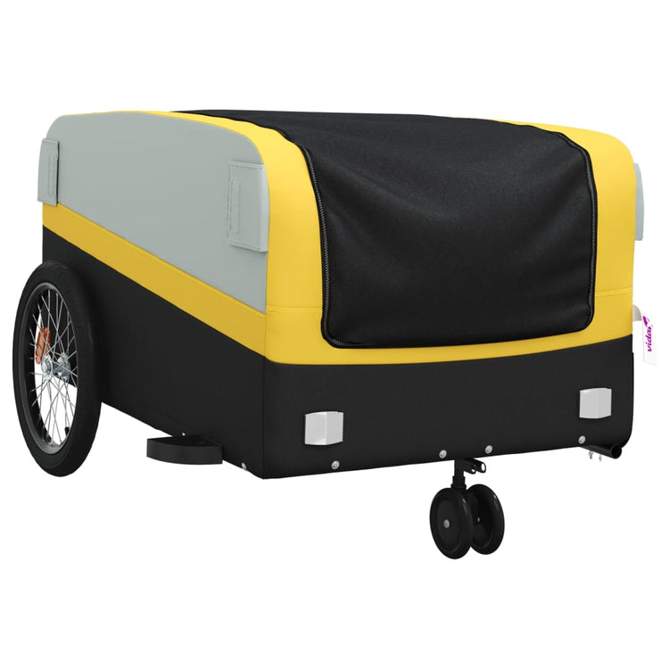 Rimorchio da Bici Nero e Giallo 45 kg in Ferro 94071