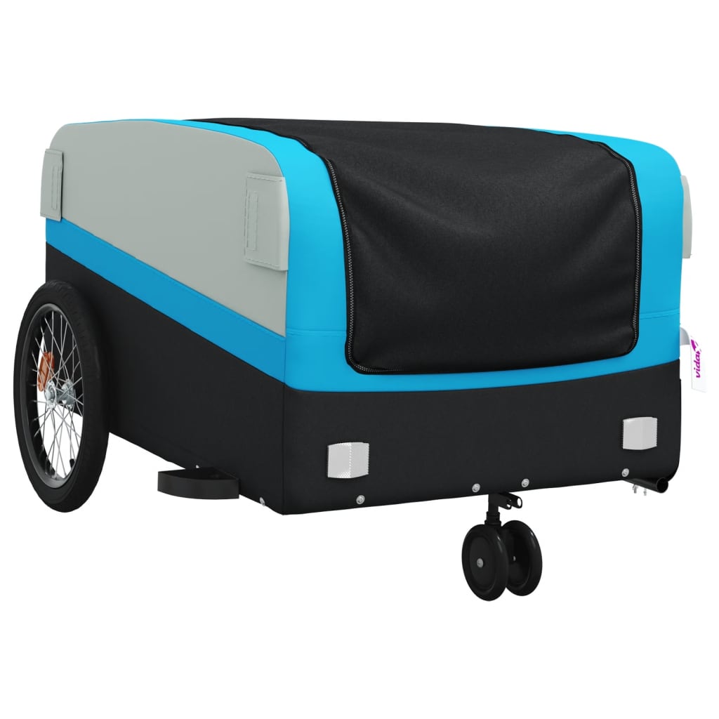 Rimorchio da Bici Nero e Blu 45 kg in Ferro 94072