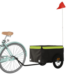 Rimorchio da Bici da Carico Nero e Verde 30 kg in Ferro 94081