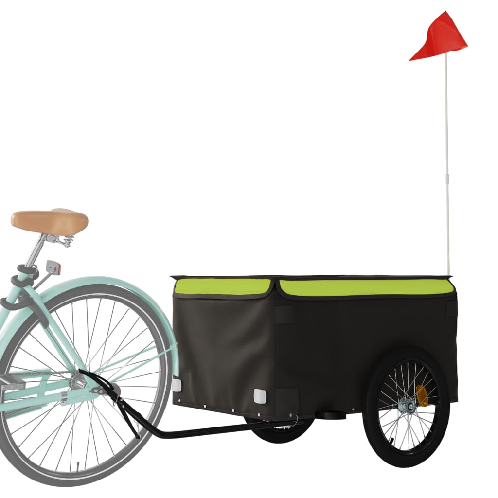 Rimorchio da Bici da Carico Nero e Verde 45 kg in Ferro 94095