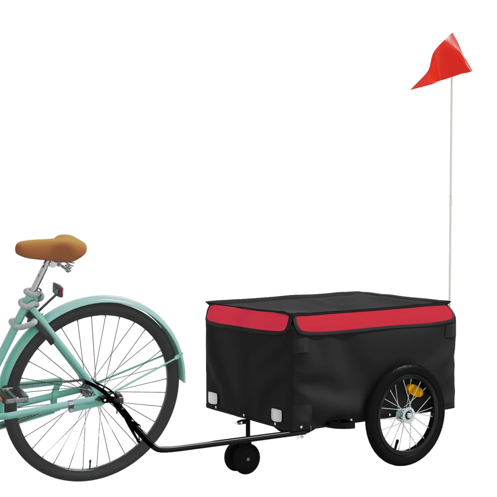 Rimorchio da Bici Nero e Rosso 45 kg in Ferro 94104