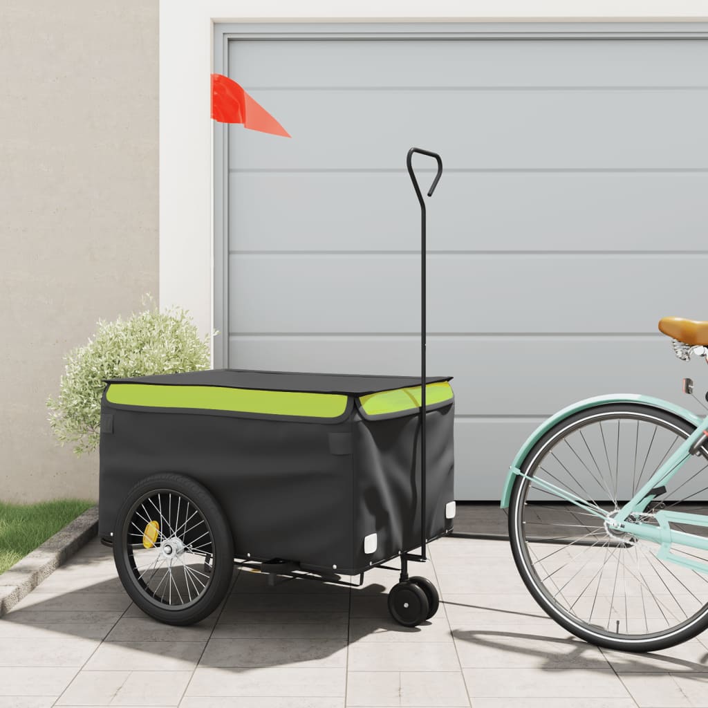 Rimorchio da Bici Nero e Verde 45 kg in Ferro 94116