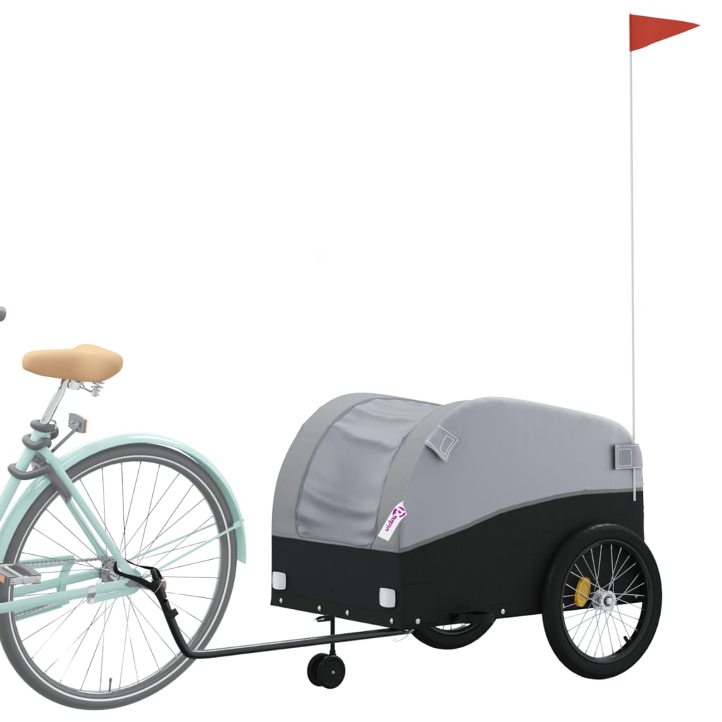 Rimorchio da Bici Nero e Grigio 45 kg in Ferro 94154