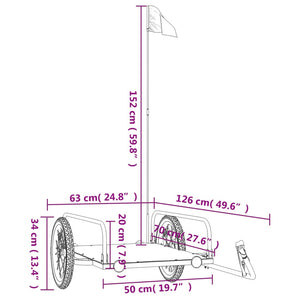 Rimorchio da Bici da Carico Nero 126x63x34 cm in Ferro 94202