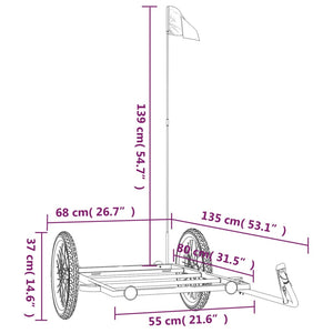 Rimorchio da Bici Nero 135x68x37 cm in Ferro 94206