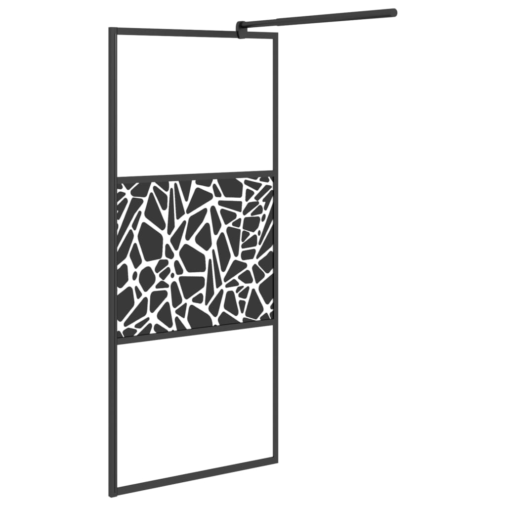 Parete Doccia Walk in Mensola Nera 80x195cm Vetro ESG Alluminio 3185452