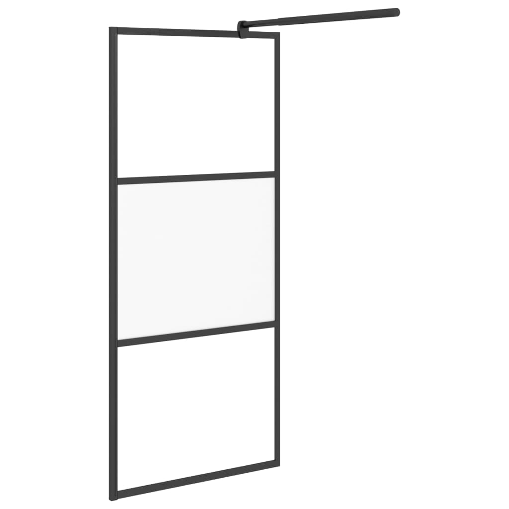 Parete Doccia Walk in Mensola Nera 90x195cm Vetro ESG Alluminio 3185462