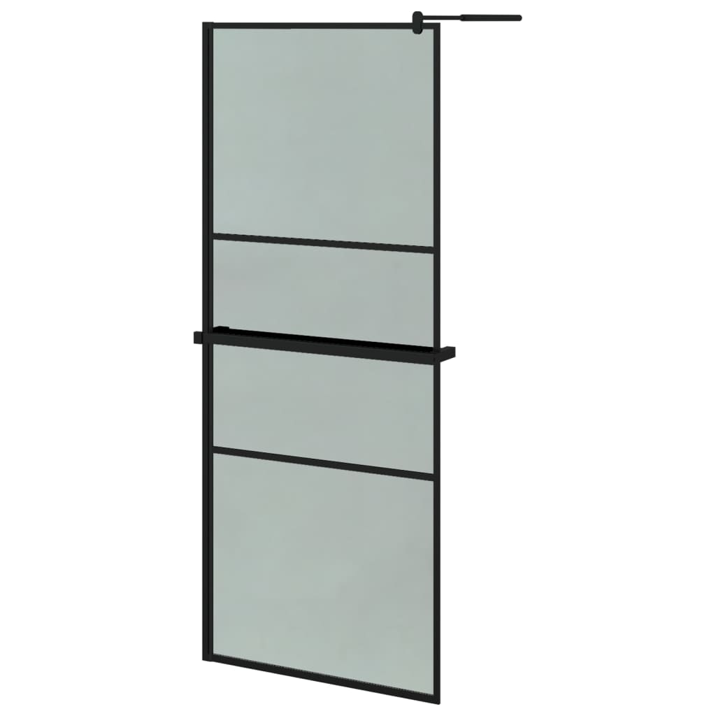 Parete Doccia Walk in Mensola Nera 90x195cm Vetro ESG Alluminio 3185466