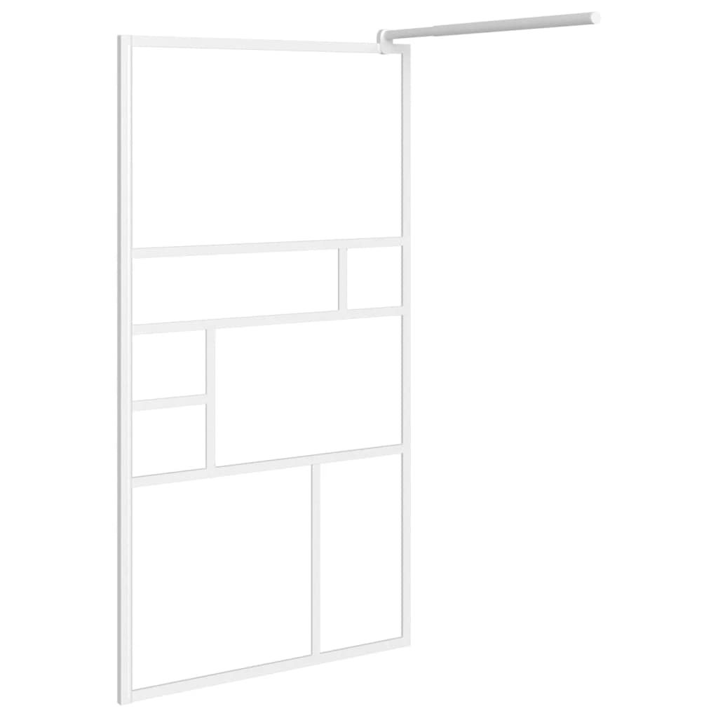 Parete Doccia con Mensola Bianco 90x195cm Vetro ESG e Alluminio 3185508