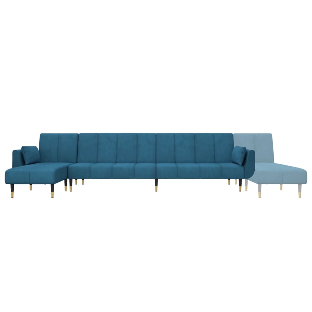 Divano Letto a L Blu 275x140x70 cm in Velluto 3157205