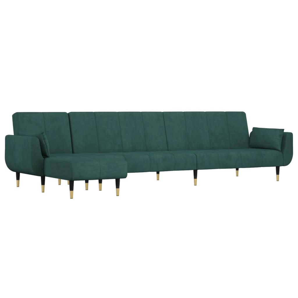 Divano Letto a L Verde Scuro 275x140x70 cm in Velluto 3157208