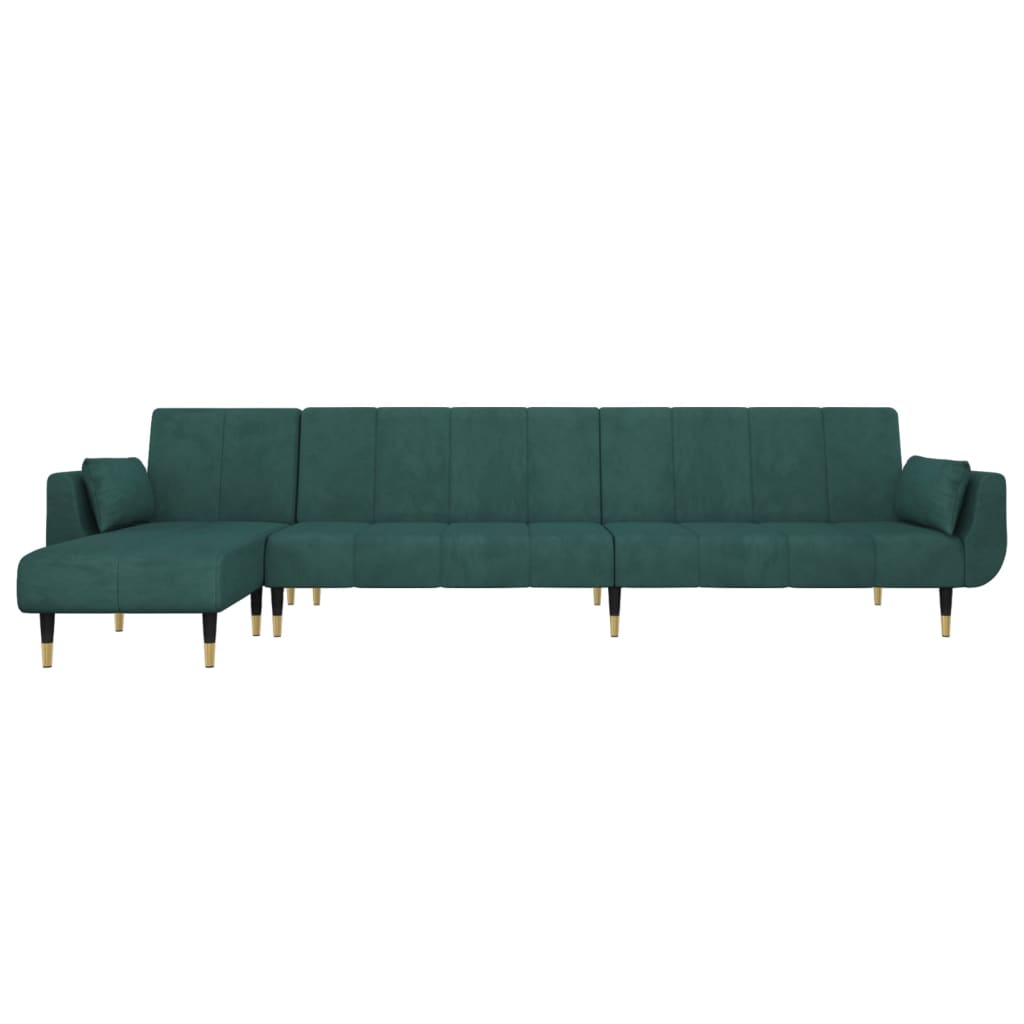 Divano Letto a L Verde Scuro 275x140x70 cm in Velluto 3157208