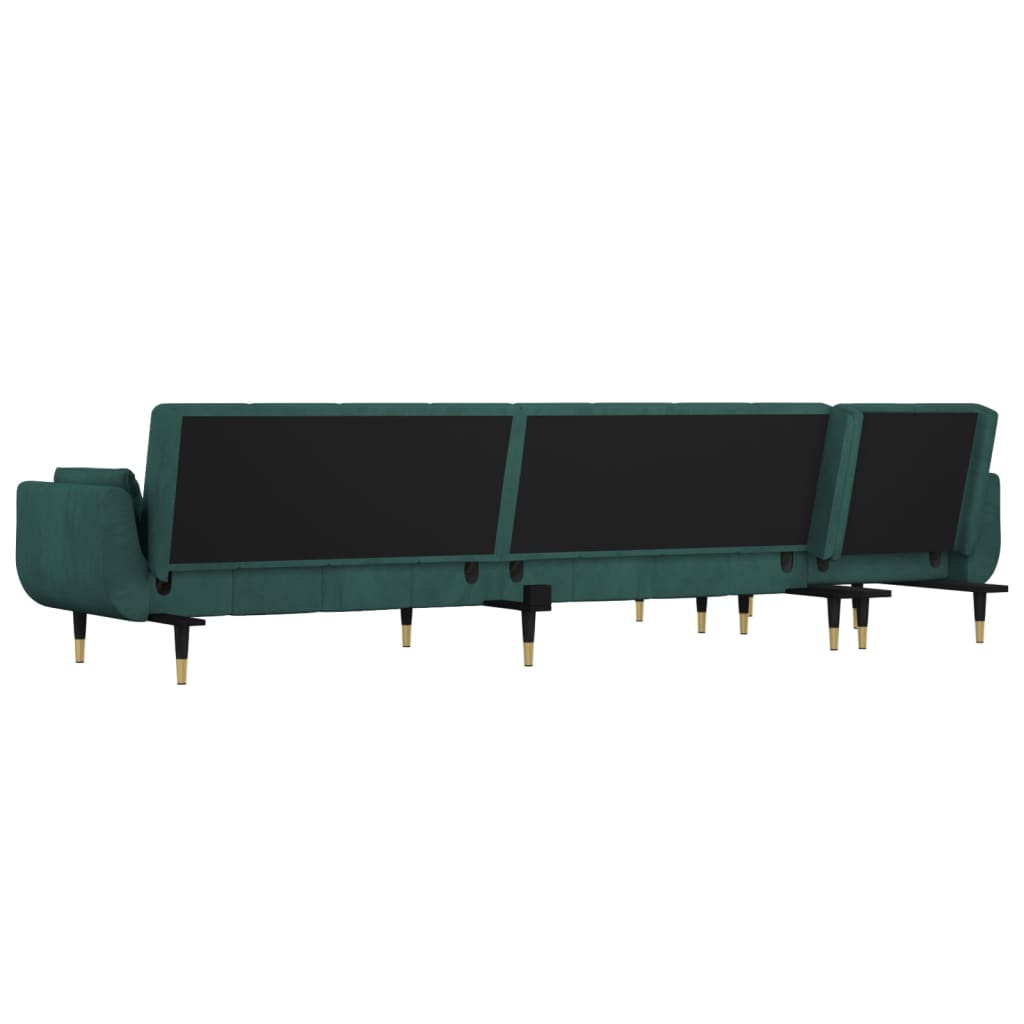 Divano Letto a L Verde Scuro 275x140x70 cm in Velluto 3157208