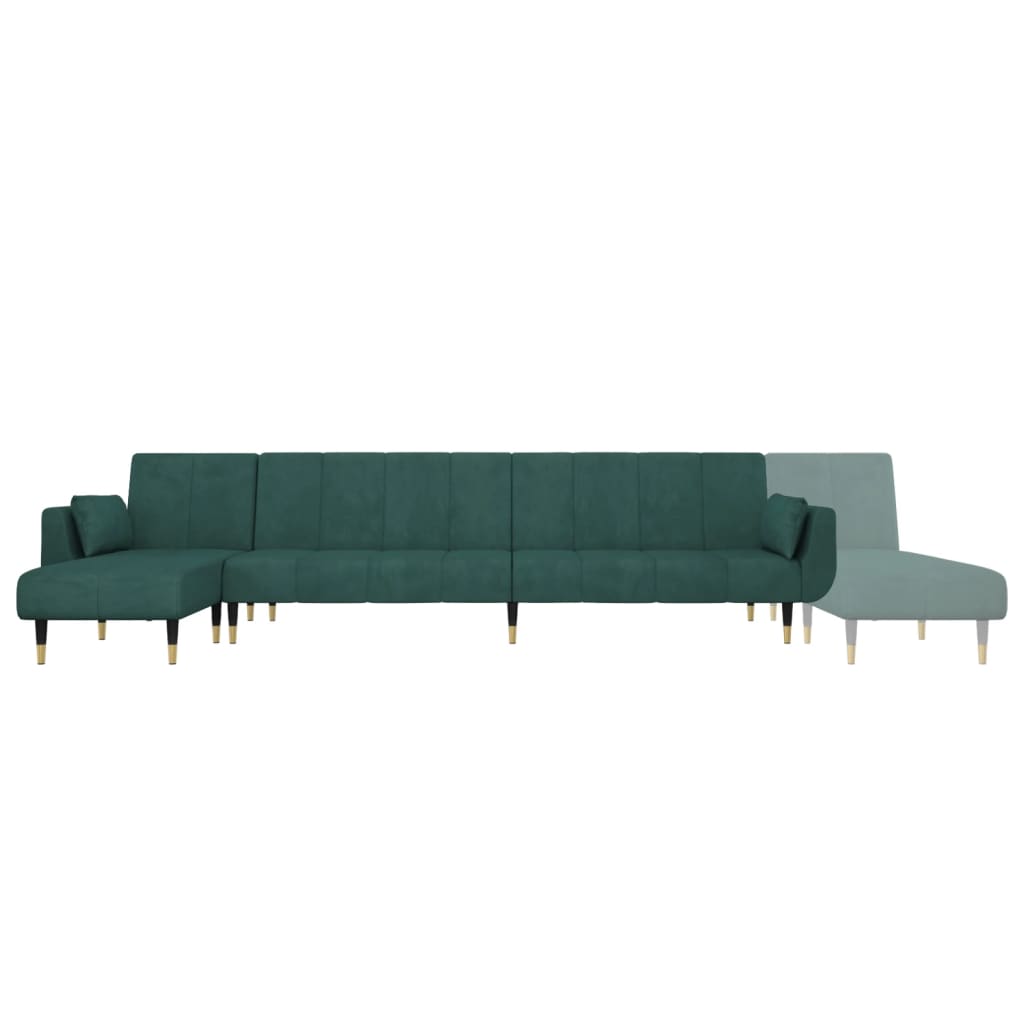 Divano Letto a L Verde Scuro 275x140x70 cm in Velluto 3157208