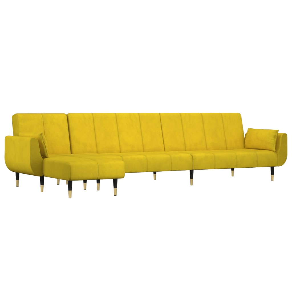 Divano Letto a L Giallo 275x140x70 cm in Velluto 3157210