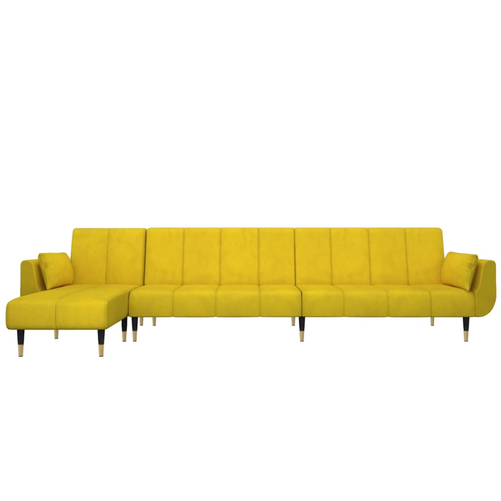 Divano Letto a L Giallo 275x140x70 cm in Velluto 3157210