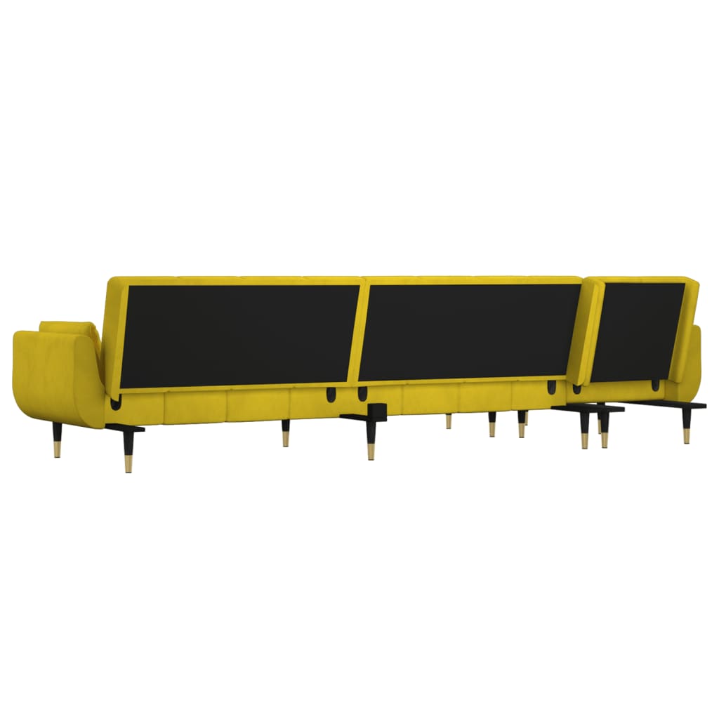 Divano Letto a L Giallo 275x140x70 cm in Velluto 3157210