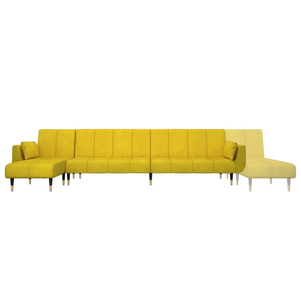 Divano Letto a L Giallo 275x140x70 cm in Velluto 3157210