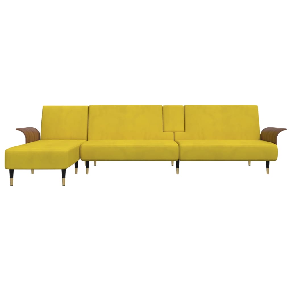 Divano Letto a L Giallo 279x140x70 cm in Velluto 3157219