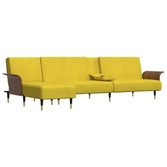 Divano Letto a L Giallo 279x140x70 cm in Velluto 3157219