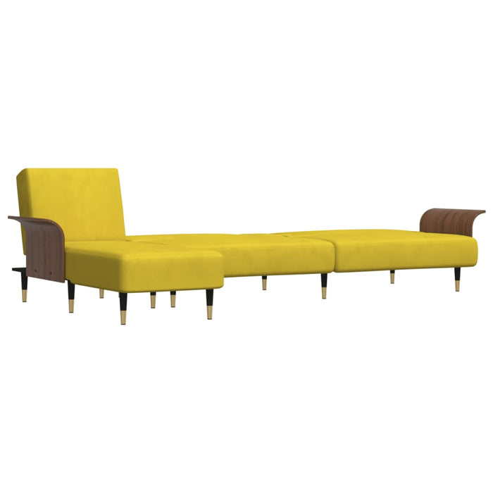 Divano Letto a L Giallo 279x140x70 cm in Velluto 3157219