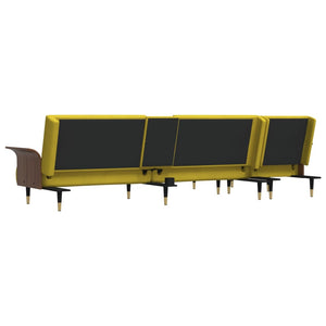 Divano Letto a L Giallo 279x140x70 cm in Velluto 3157219