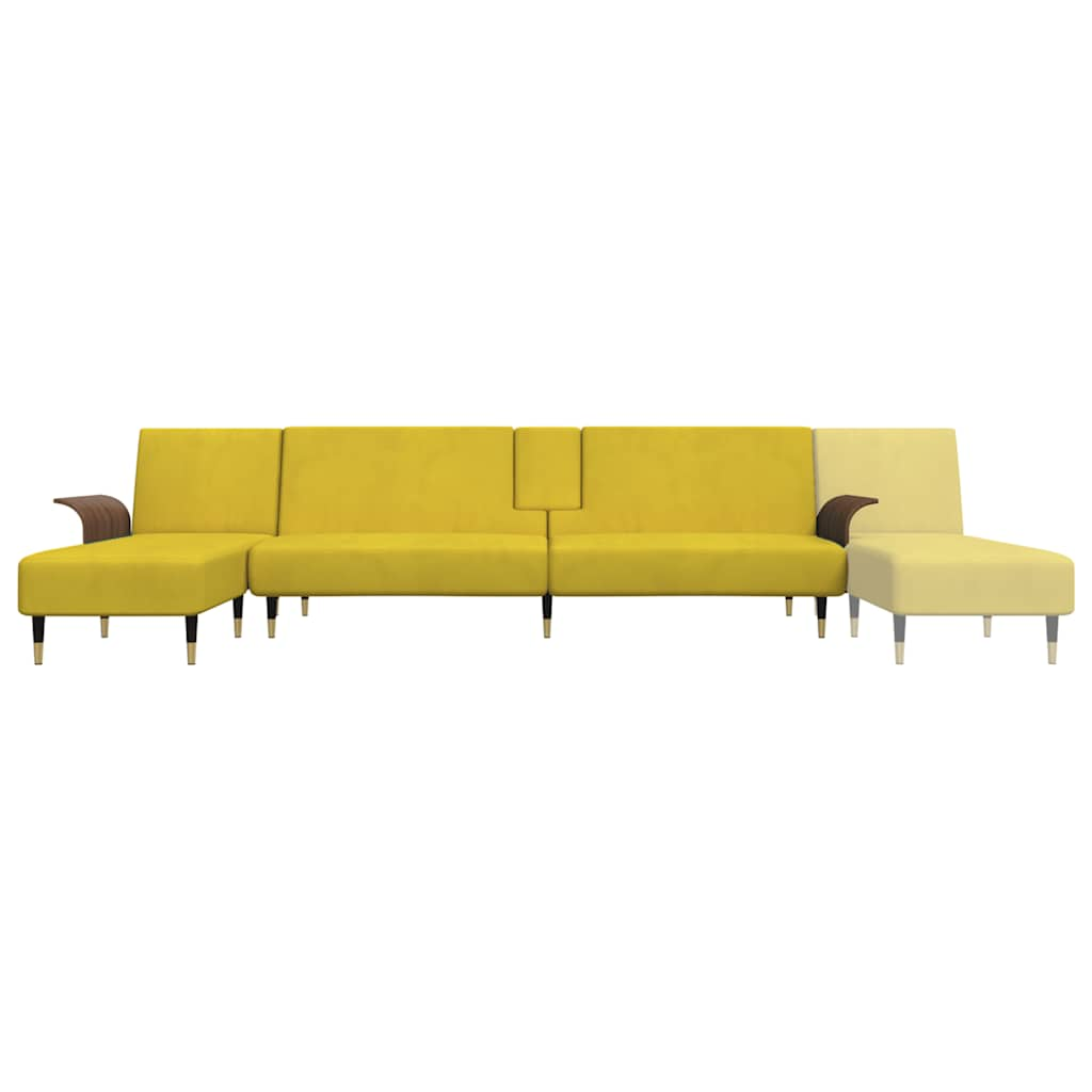 Divano Letto a L Giallo 279x140x70 cm in Velluto 3157219