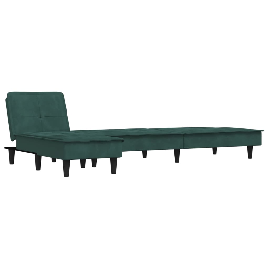 Divano Letto a L Verde Scuro 255x140x70 cm in Velluto 3157262