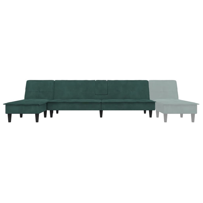 Divano Letto a L Verde Scuro 255x140x70 cm in Velluto 3157262