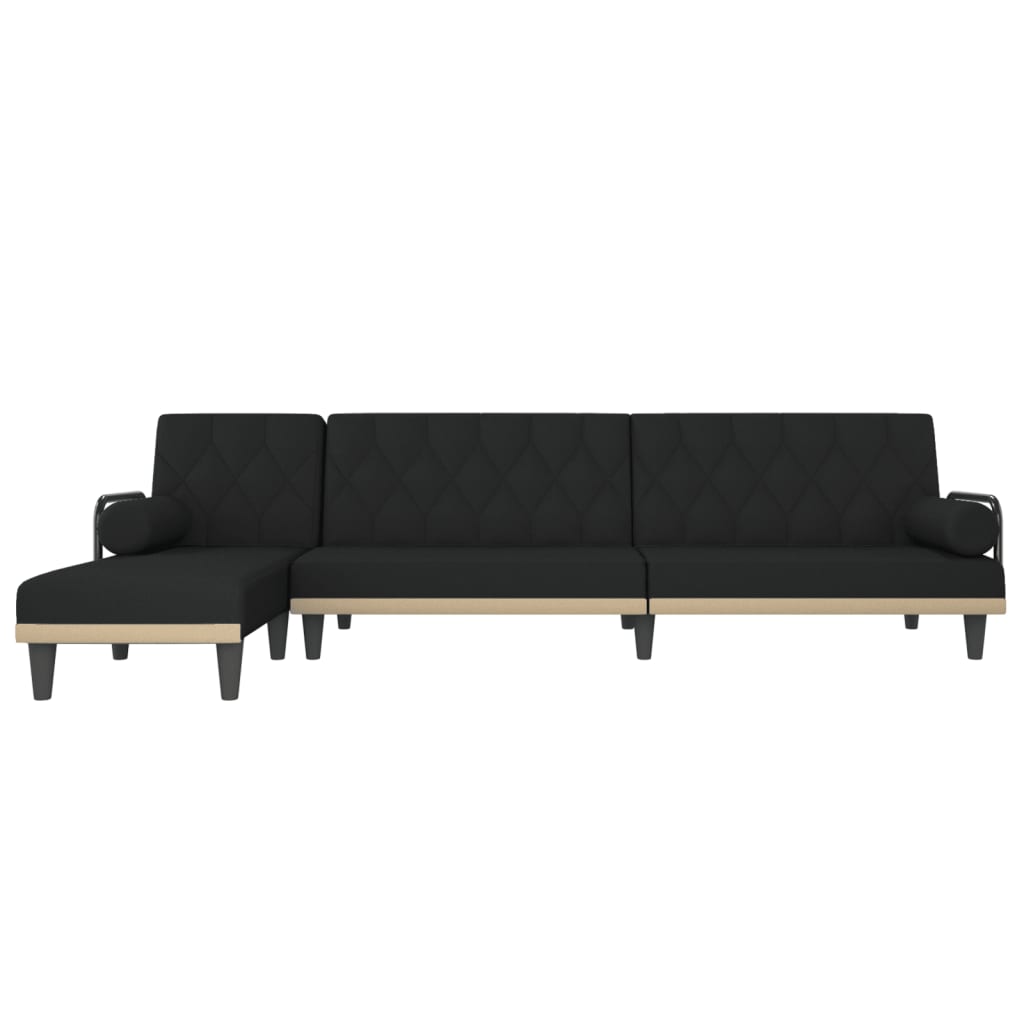 Divano Letto a L Nero 260x140x70 cm in Tessuto 3157274